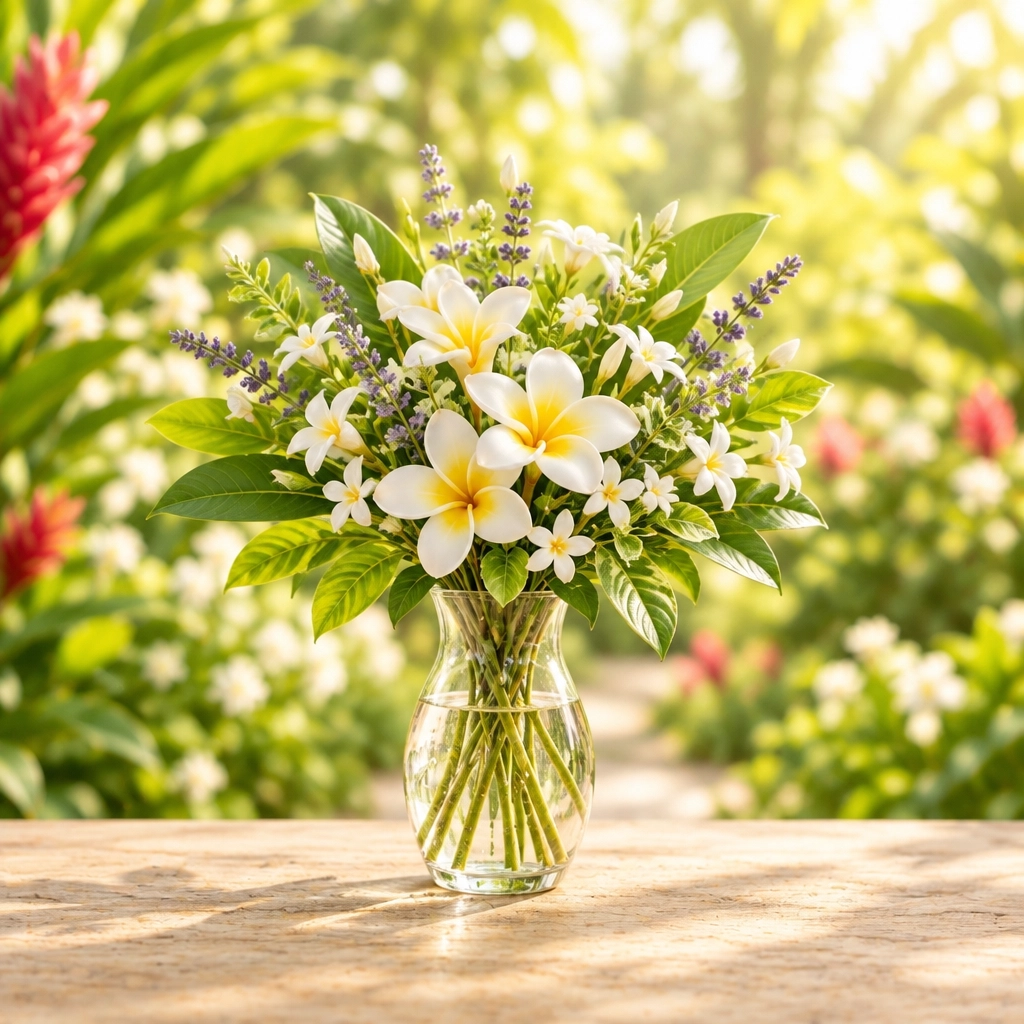 A vase of fresh flowers beside the sampler