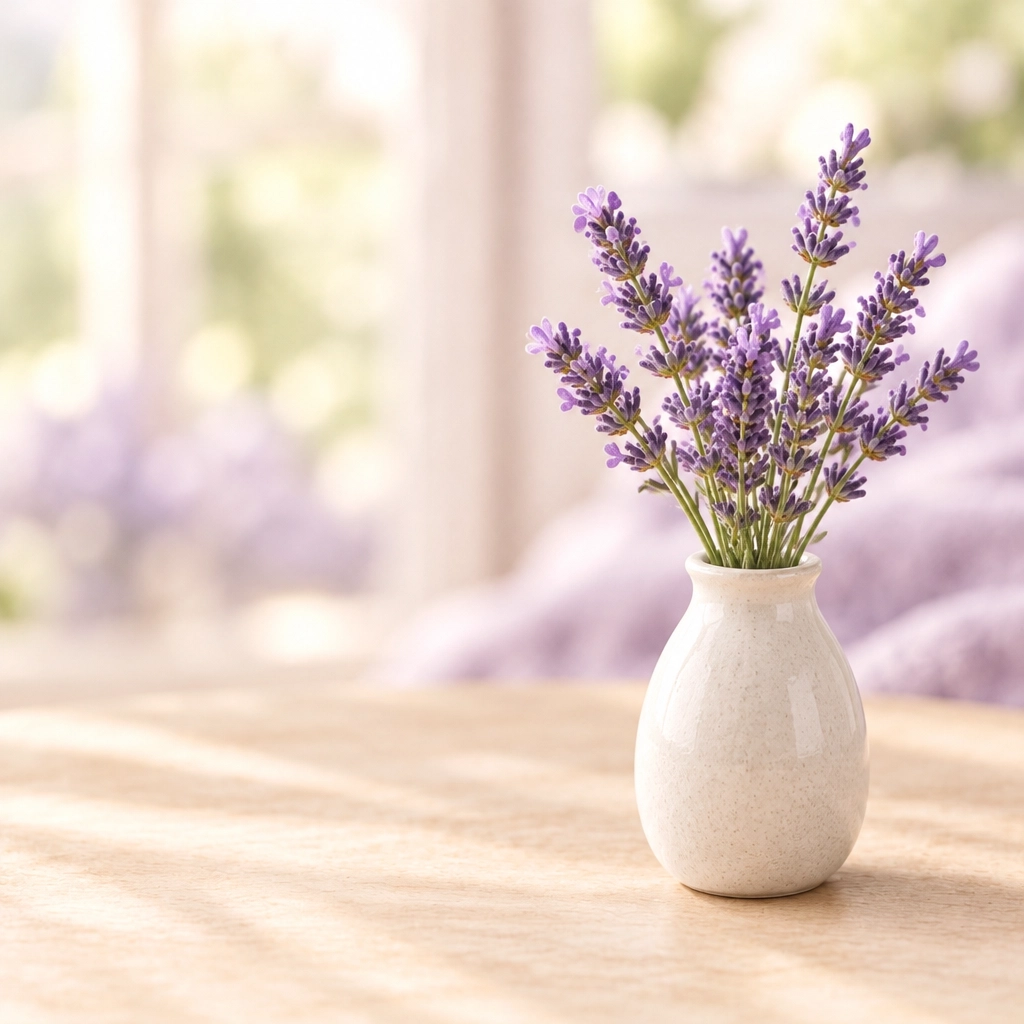 Fresh lavender sprigs in a vase